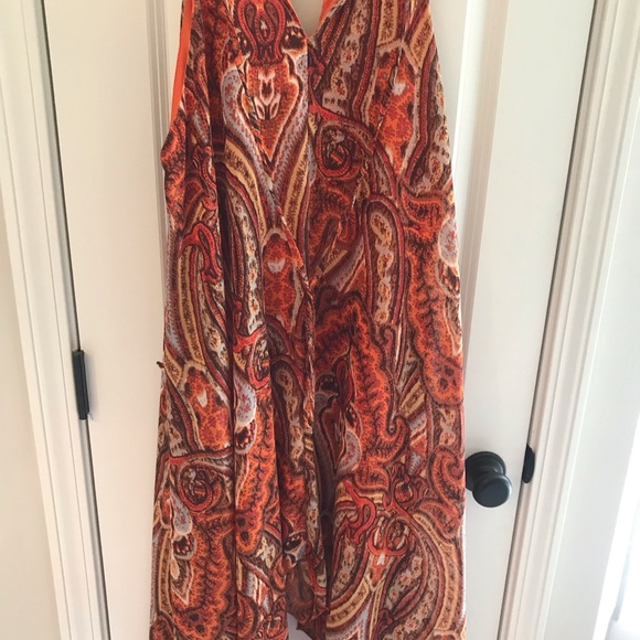 Casee’s Midi Handkerchief Style Women's Dress 2X Orange Multiclor - Picture 4 of 6